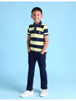 U.S. POLO ASSN. - Stripes Green Half Sleeves Collar Neck Polo T-Shirt