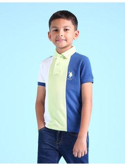 U.S. POLO ASSN. - Colorblock Yellow Half Sleeves Collar Neck Polo T-Shirt