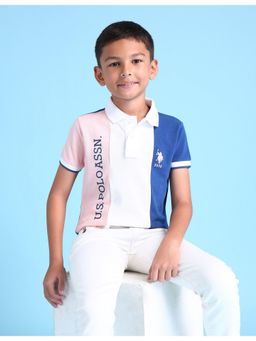 U.S. POLO ASSN. - Colorblock Pink Half Sleeves Collar Neck Polo T-Shirt