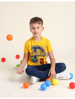 U.S. POLO ASSN. - Graphic Yellow Half Sleeves Crew Neck T-Shirt