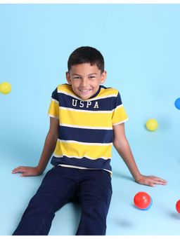 U.S. POLO ASSN. - Stripes Yellow Half Sleeves Crew Neck T-Shirt