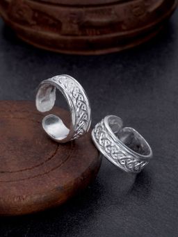 Praavy - 925 Silver Braid Adjustable Toe Ring