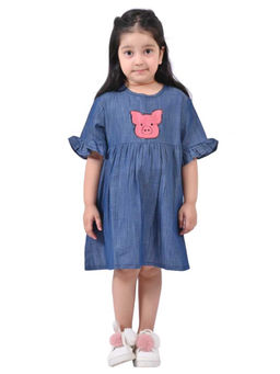Cloth Bites - Blue Solid Regular Denim Dress