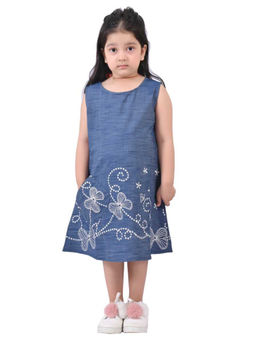 Cloth Bites - Blue Embroidered Regular Denim Dress