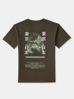 R&B - Olive Printed Regular T-Shirt