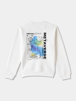 R&B - White Printed Regular Sweatshirt