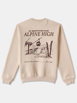 R&B - Beige Printed Regular Sweatshirt