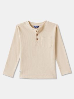 R&B - Beige Textured Regular T-Shirt