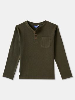 R&B - Olive Textured Regular T-Shirt