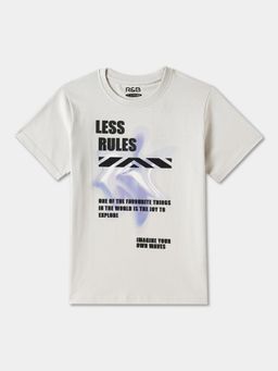 R&B - Off White Typography Regular T-Shirt
