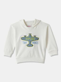 R&B - Off White Embroidered Relaxed Hoodie