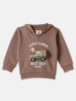 R&B - Brown Embroidered Relaxed Hoodie