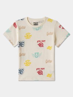 R&B - Beige Printed Regular T-Shirt