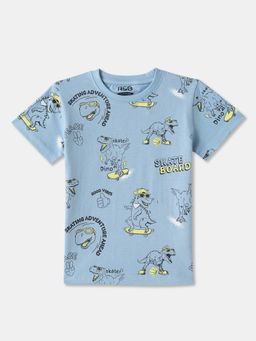 R&B - Blue Printed Regular T-Shirt