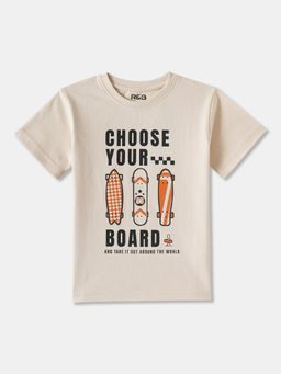 R&B - Beige Printed Regular T-Shirt