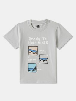 R&B - Grey Printed Regular T-Shirt