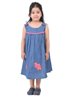 Cloth Bites - Blue Embroidered Regular Denim Dress