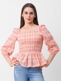 Globus - Orange Checked Top