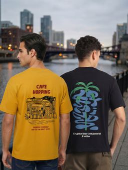 Nobero - Men Oversized Graphic Printed T-Shirt (Pack of 2)