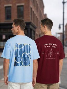 Nobero - Men Oversized Graphic Printed T-Shirt (Pack of 2)