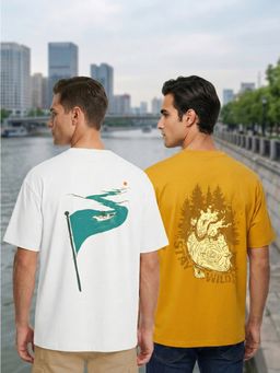 Nobero - Men Oversized Graphic Printed T-Shirt (Pack of 2)