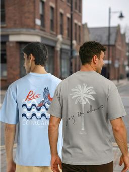 Nobero - Men Oversized Graphic Printed T-Shirt (Pack of 2)