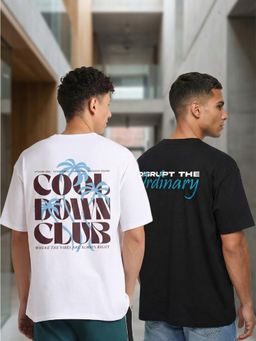 Nobero - Men Oversized Graphic Printed T-Shirt (Pack of 2)