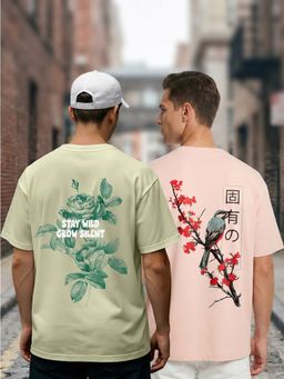 Nobero - Men Oversized Graphic Printed T-Shirt (Pack of 2)