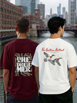 Nobero - Men Oversized Graphic Printed T-Shirt (Pack of 2)
