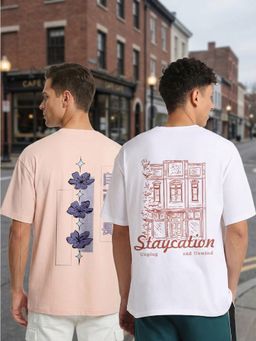 Nobero - Men Oversized Graphic Printed T-Shirt (Pack of 2)