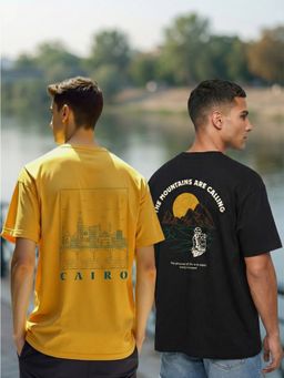 Nobero - Men Oversized Graphic Printed T-Shirt (Pack of 2)