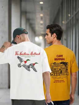 Nobero - Men Oversized Graphic Printed T-Shirt (Pack of 2)