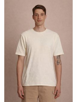 Bene Kleed - Men White Texture Relaxed Fit T-Shirt