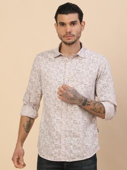 Cantabil - Breathable and Soft with Color Fastness Regular Fit Printed Shirt