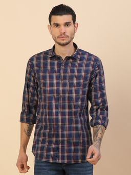 Cantabil - Breathable and Soft with Color Fastness Regular Fit Checks Red Shirt