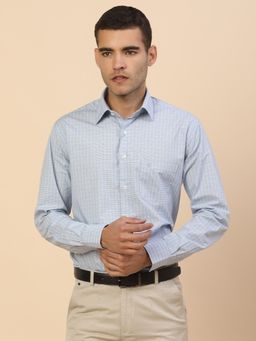 Cantabil - Breathable and Soft with Color Fastness Regular Fit Checks Blue Shirt