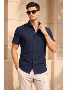 Parcel Yard - Men's Casual Plain Half Sleeve Regular Fit Cotton Teal Shirt