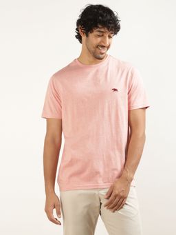Andamen - Regular Fit Pink Men Casual Crew Neck T-Shirt