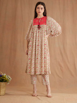 Nikasha - Multi Color Bespoke Hand Embroidered Kurta (Set of 2)