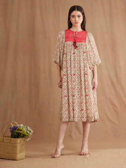 Nikasha - Beige Bespoke Hand Embroidered Dress