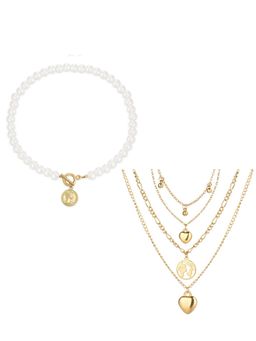 Jewels Galaxy - Jewellery For Women Gold-Plated Layered Necklace (Set of 2)
