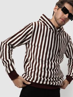 Campus Sutra - Striped Full Sleeve Stylish Hooded Sweatshirt