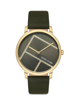 Daniel Klein - Green Color Leather Strap Watch for Women DK.1.13057-6