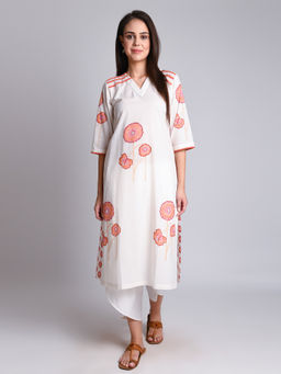 Naina Arunima - White V Neck Kurta