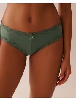 La Vie En Rose - Green Super Soft Lace Trim Cheeky Bikini Panty