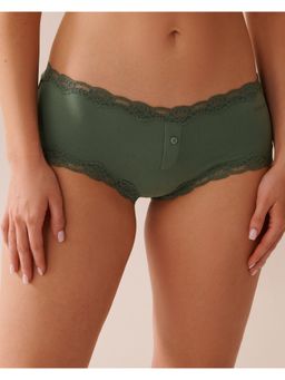 La Vie En Rose - Green Super Soft Lace Trim Boyleg Boyshorts Panty