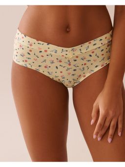 La Vie En Rose - Yellow Printed Cotton Hipster Panty