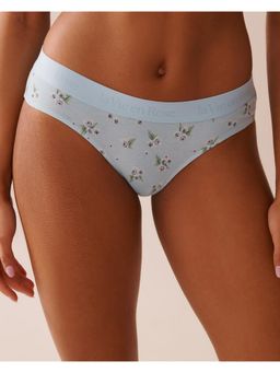 La Vie En Rose - Blue Cotton and Logo Elastic Band Bikini Panty