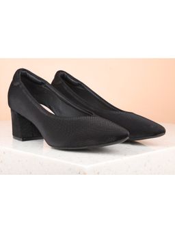 Inc.5 - Textured Black Block Heels Pumps