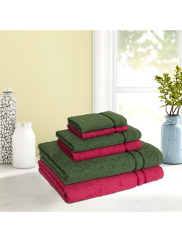 CORE Designed by SPACES - Quick Dry Green 380 Gsm 2 Bath Towels 2 Hand Towels 2 Face Towels